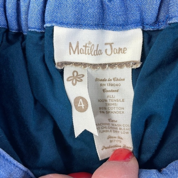 Matilda Jane Little Girls Chambray Fly A Kite skirt with liner, size 4 - Picture 2 of 7